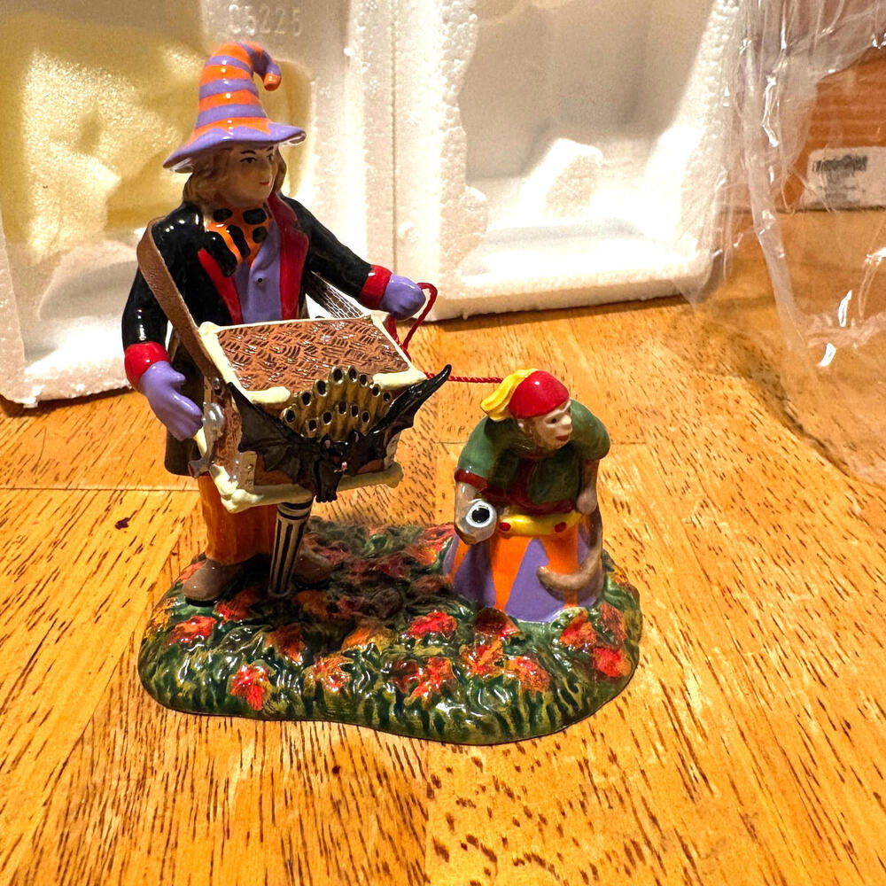 Vintage Halloween Village Ghastly Organ Grinder Figurine Spooky Music Accessory
